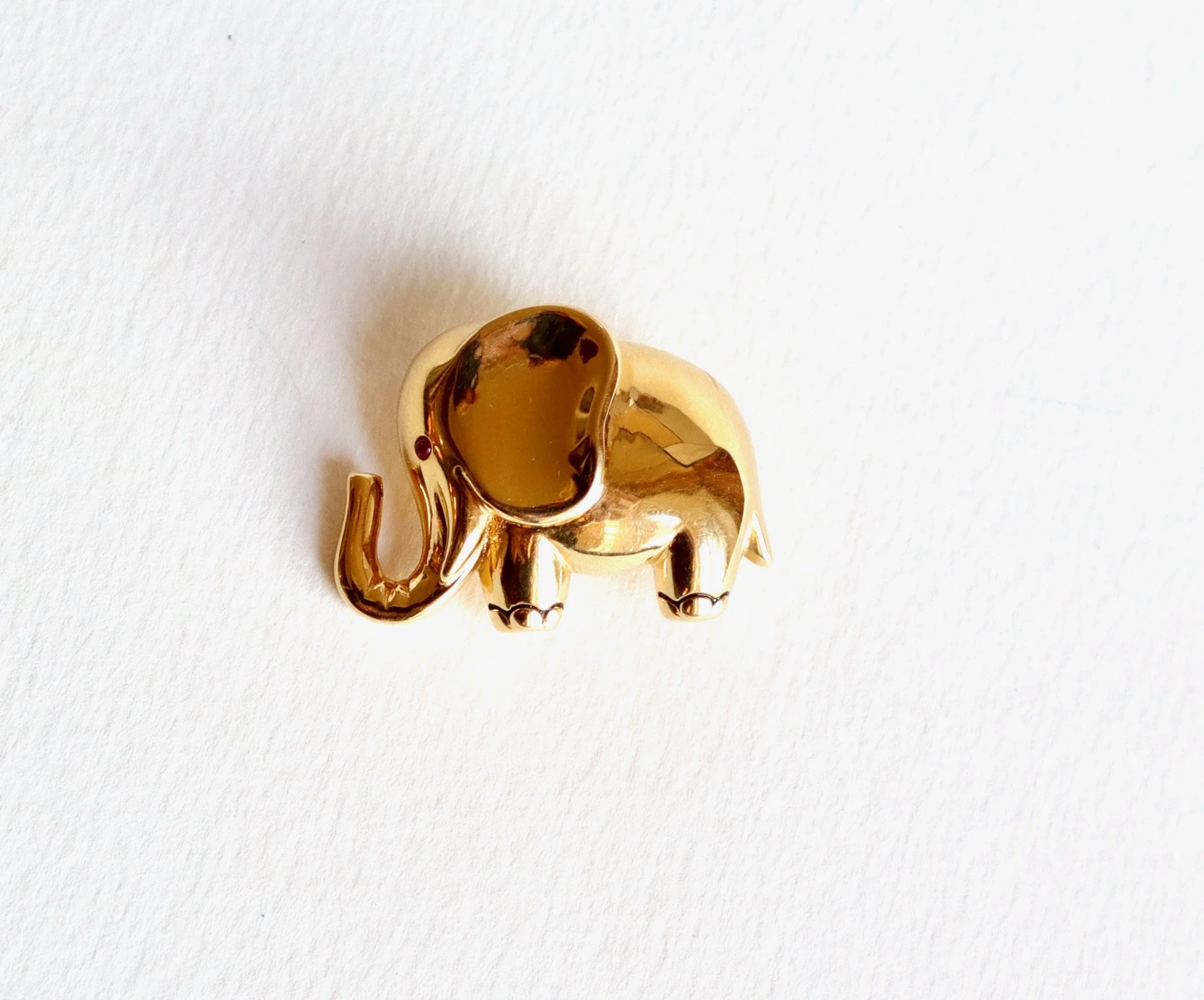 Ancienne Petite Broche Biche Et Faon Animal Plaque Or Fantaisie Bijou