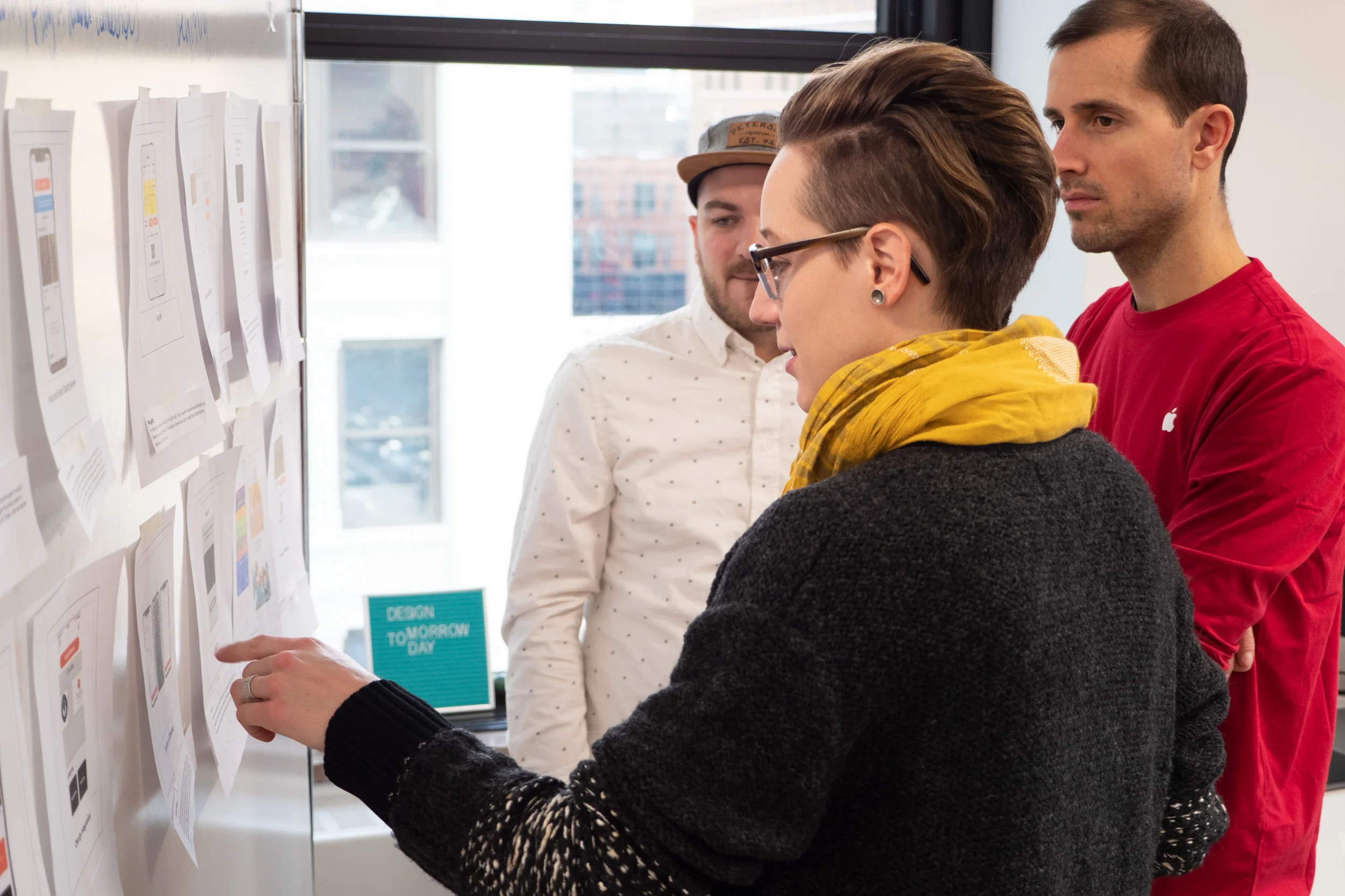 Discussing possible features with the team