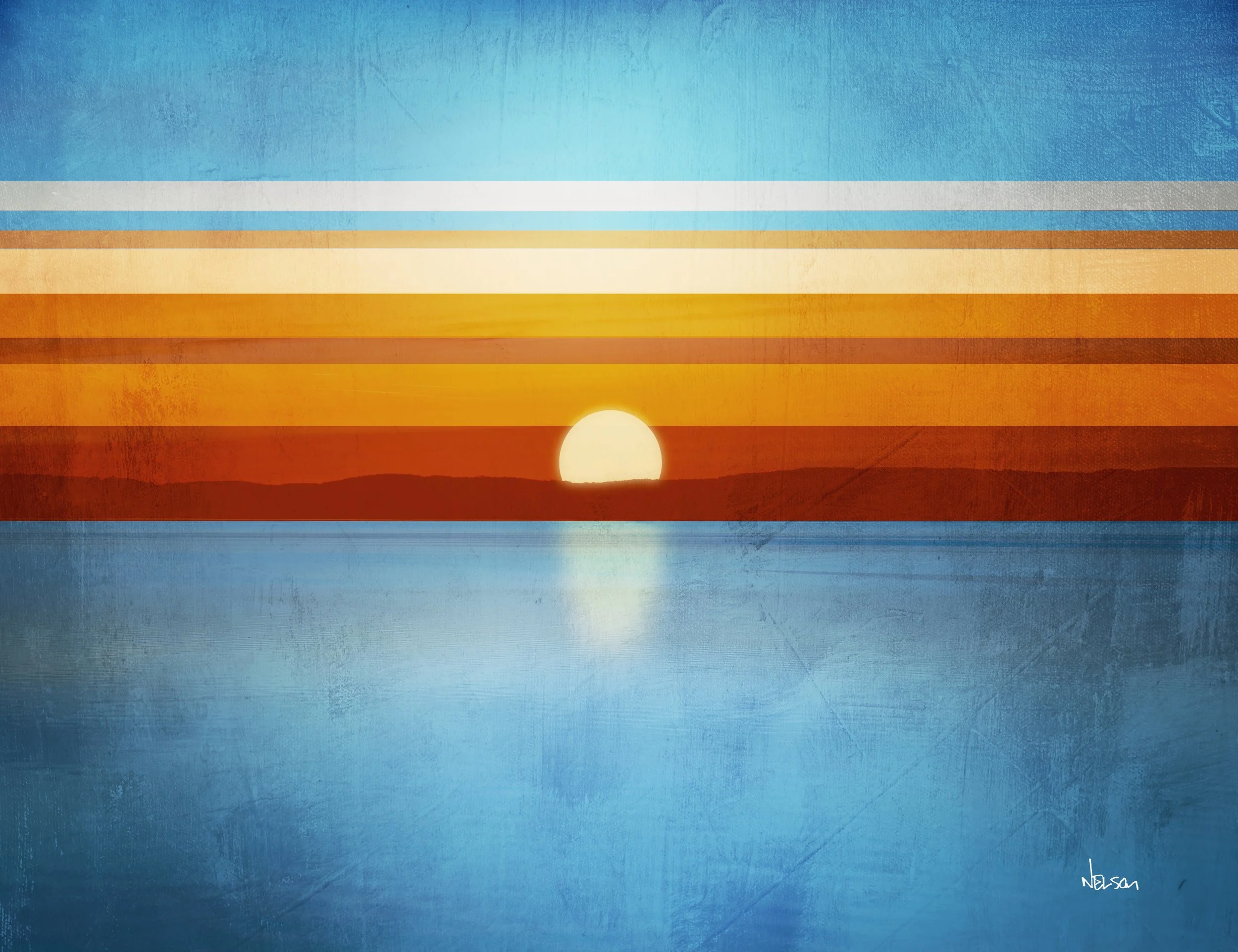Striped Sunrise on Lake