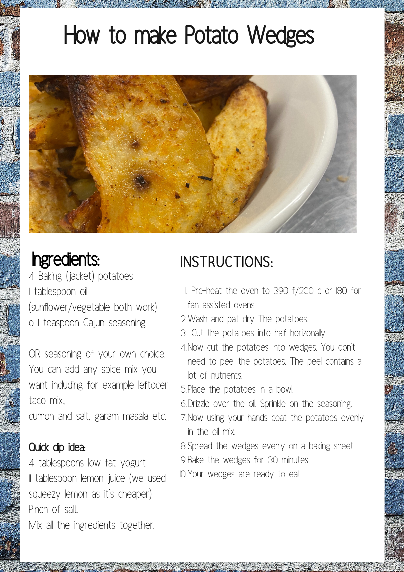 Rise Project Session 2 Potato Wedges Frugal Vegan Food Recipe Card .png