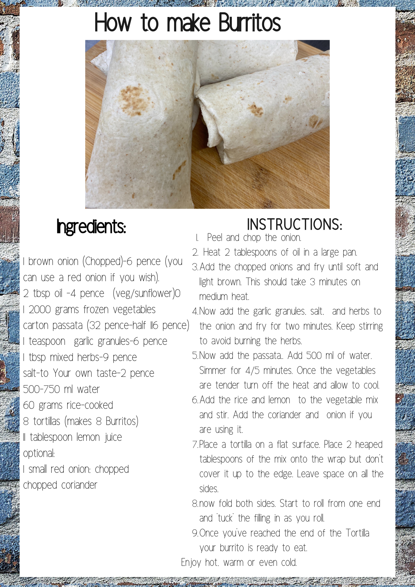 Rise Project Session 4 Tex-Mex Budget Burritos Frugal Vegan Food Recipe Card .png