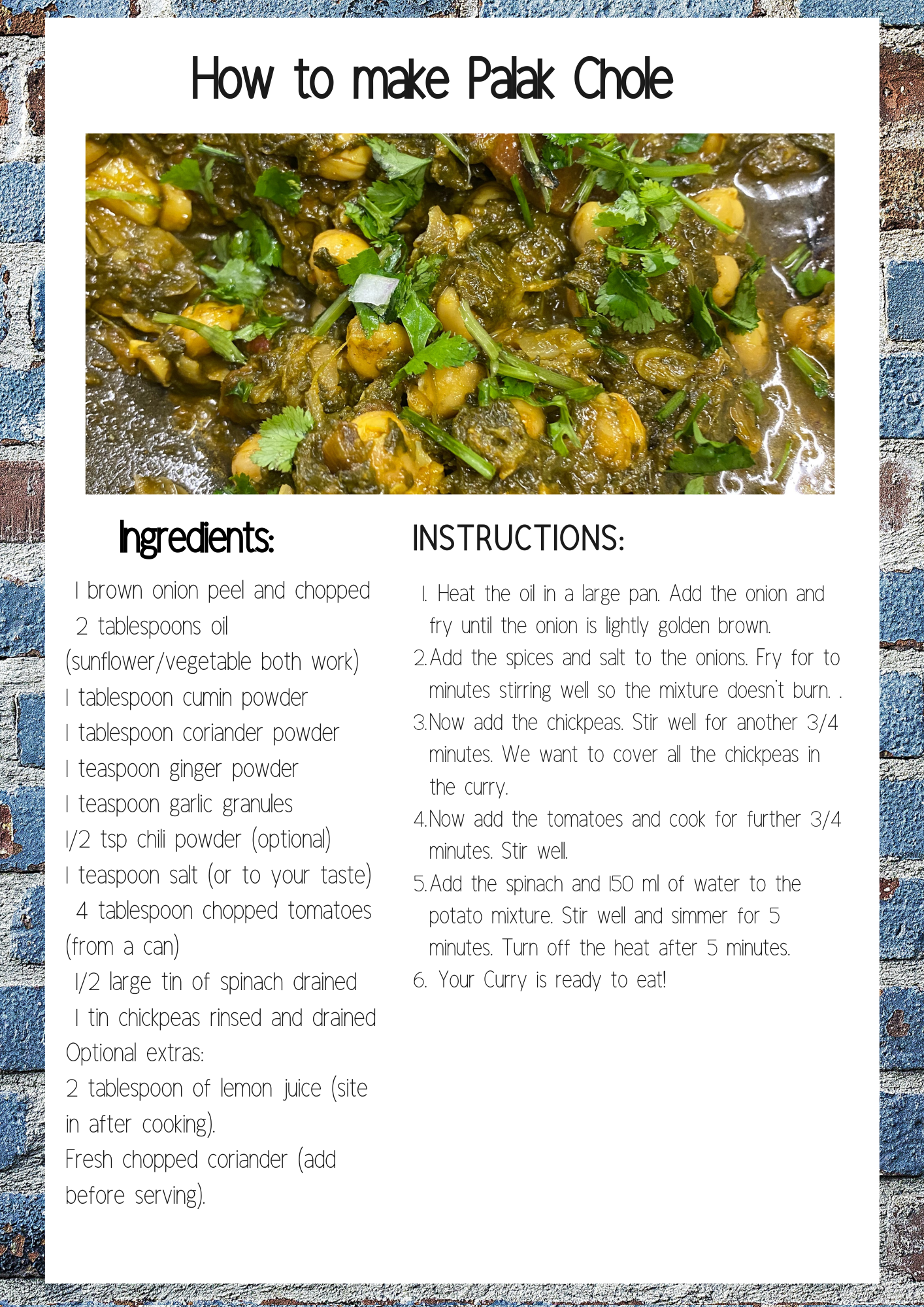 Rise Project Session 9 Palak Chole Frugal Vegan Food Recipe Card .png