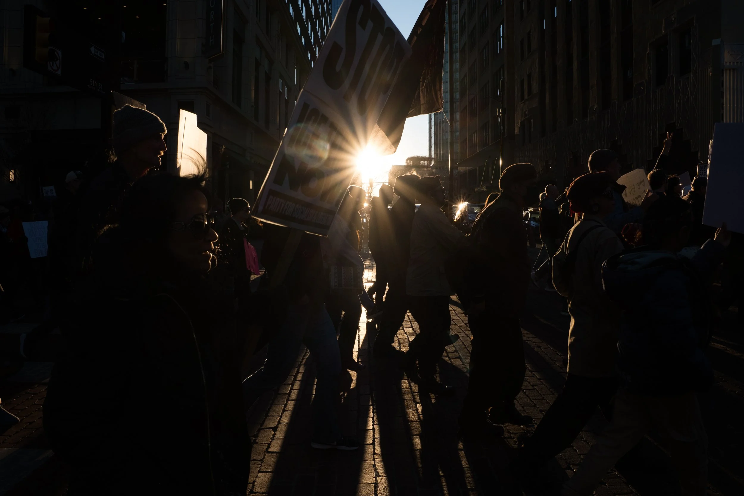 Hundreds gathered, Jan. 10, 2026, on Main Street in Fort Worth for an “ICE out of Fort Worth” protest, days after an Immigration and Customs Enforcement officer killed Renee Good, 37, in Minneapolis.