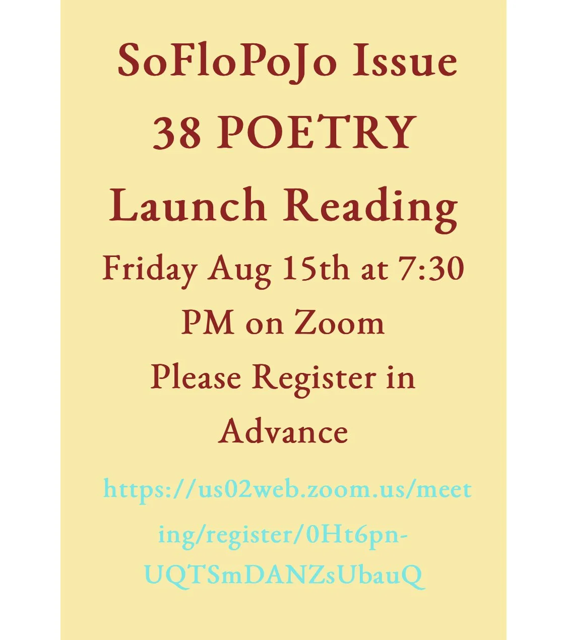 SoFloPoJo Issue 38 Launch Reading