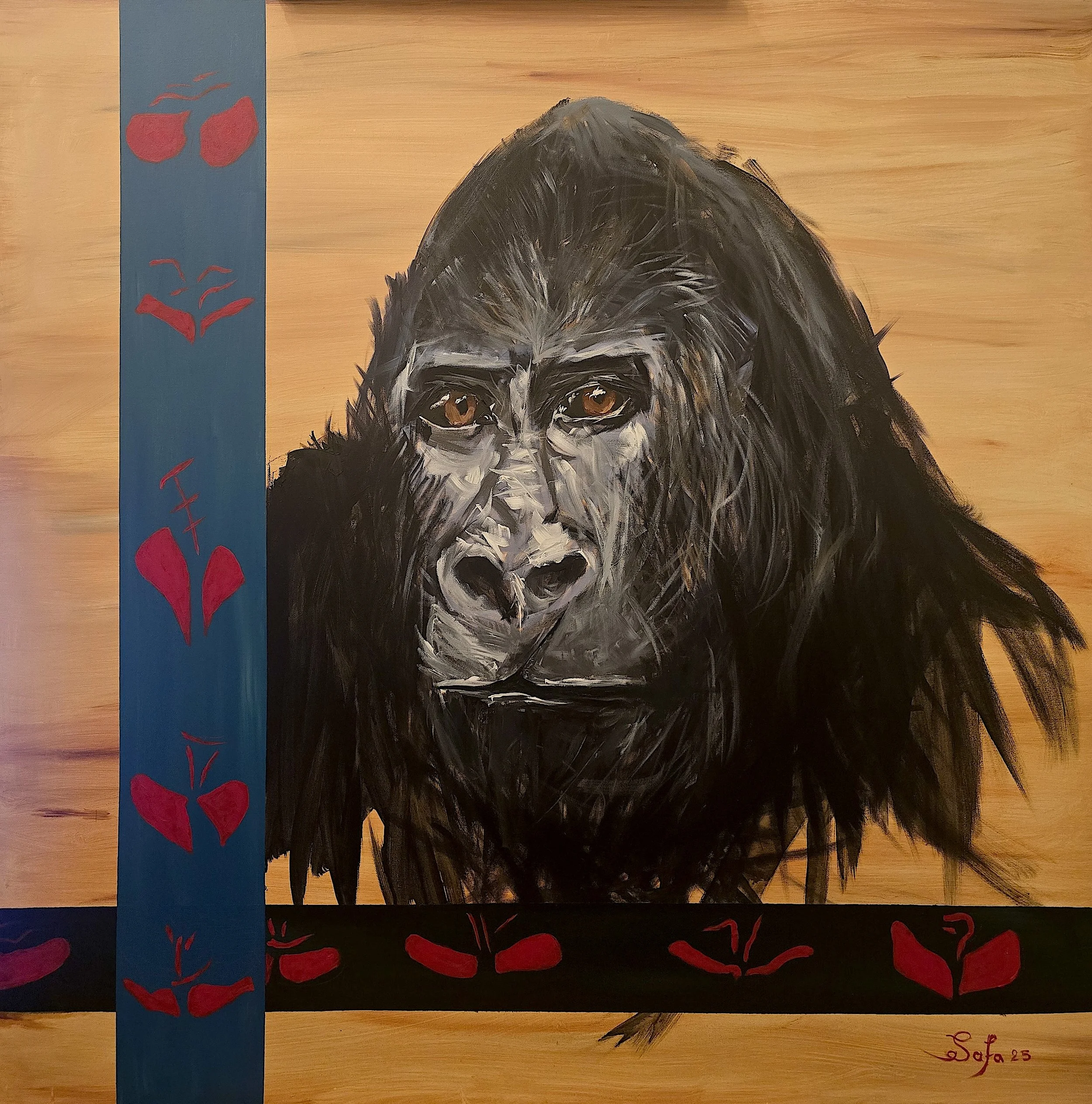 onne Année — Gorilla Encounter Painting, Acrylic on Canvas (48×48 in)
