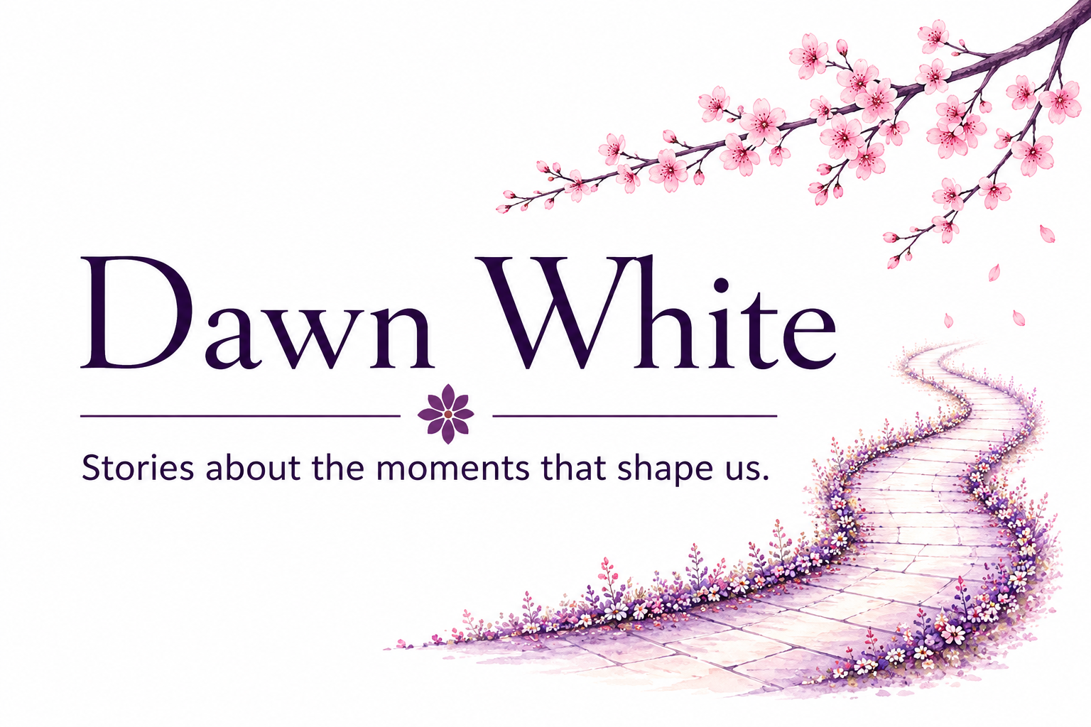 Dawn White Author Logo. Stories about the moments that shape us.