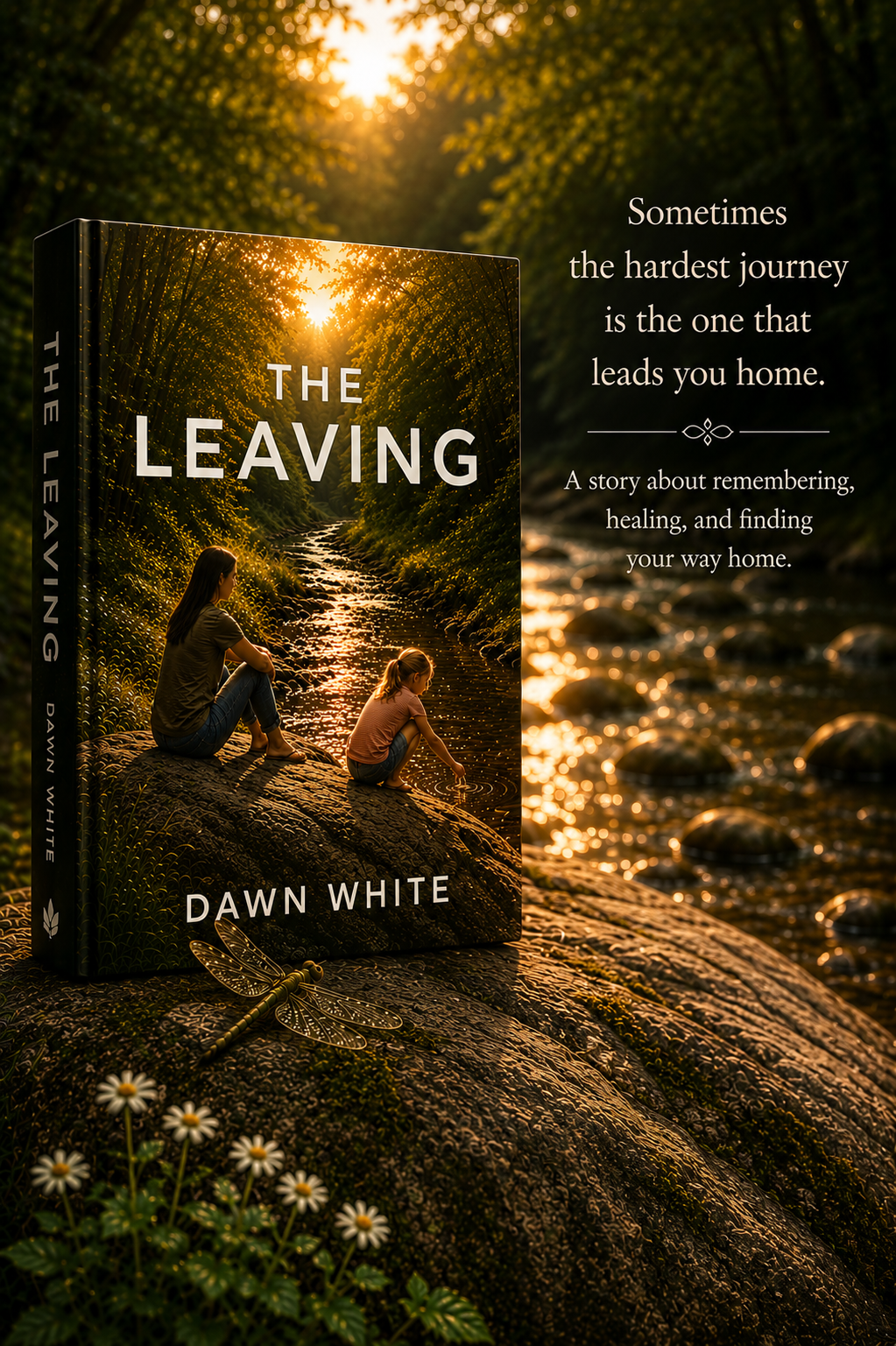Book cover of The Leaving by Dawn White. Sometimes the hardest journey is the one that leads you home. A story about remembering, healing, and finding your way home.