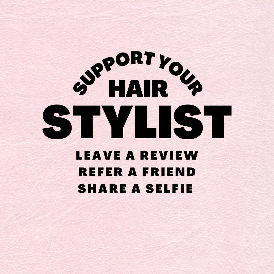 Today is hairdresser appreciation day! ⠀
⠀
Here are some ways you can show your stylist some LOVE 😍 ⠀
⠀
Leave them a google review⠀
Refer a friend - this is the biggest compliment a stylist could receive!⠀
and Tag them in a selfie, showing of their 