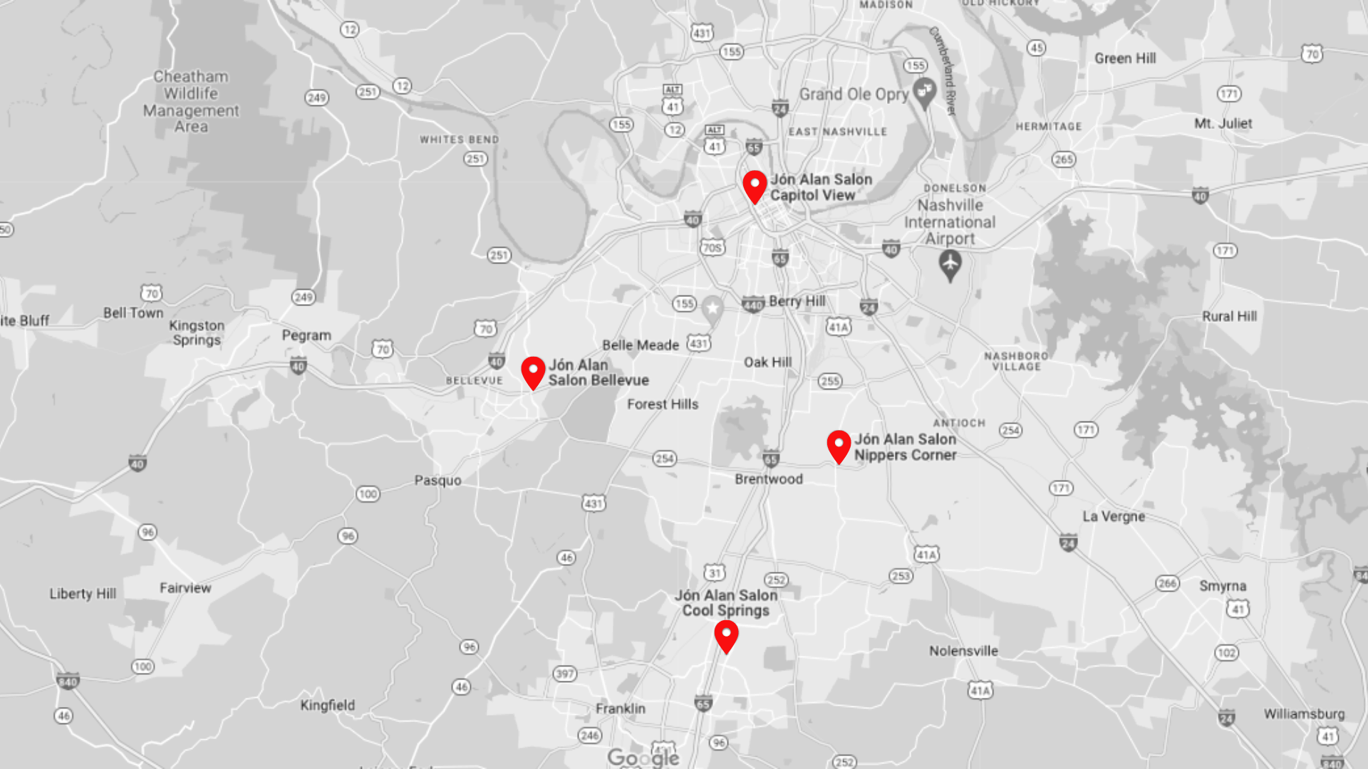 Jón Alan Salon Hair & Skin Services Nashville area, Tennessee