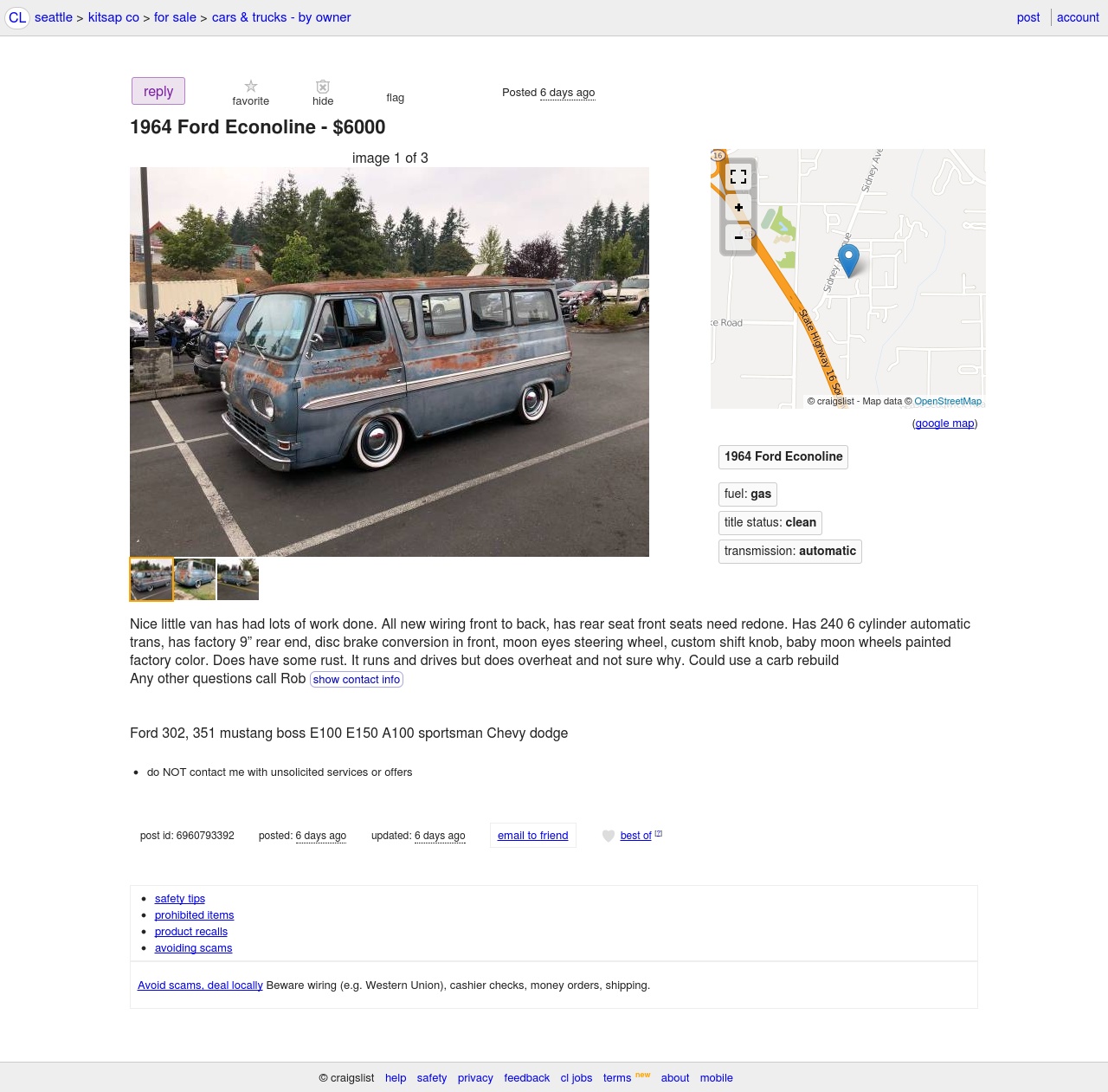ford econoline for sale craigslist
