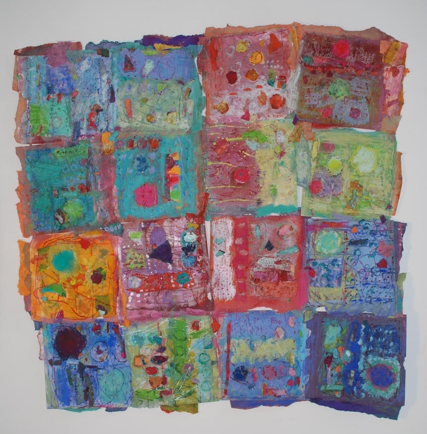 Chanting Walls II, 2015-2016, Ink, Pigments, Pastels on Handmade Paper, 42"x44"