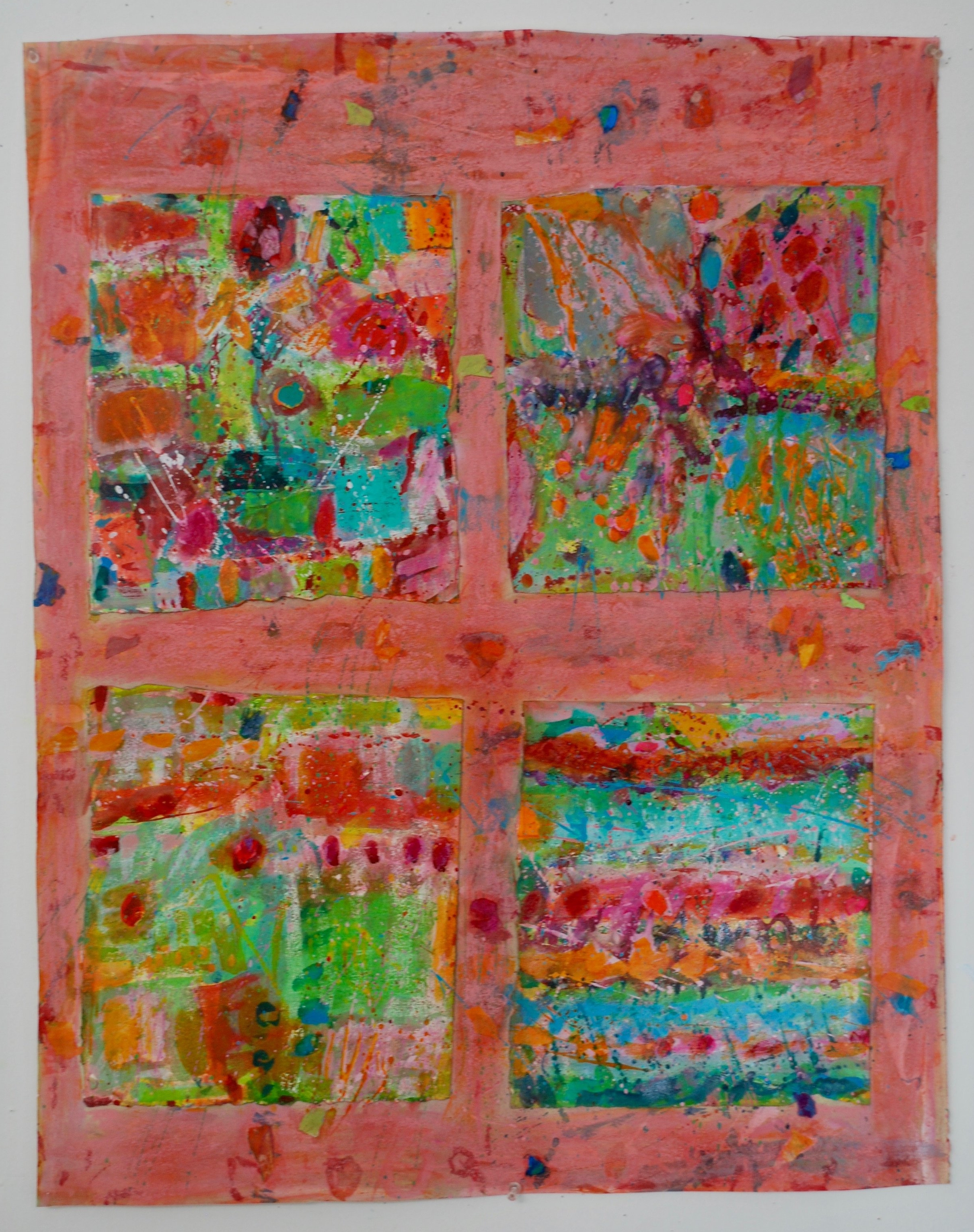 Golden Waves of Tender Wilderness II, 2018, oil pastel, ink, pigments on Handmade paper, 32"x26"