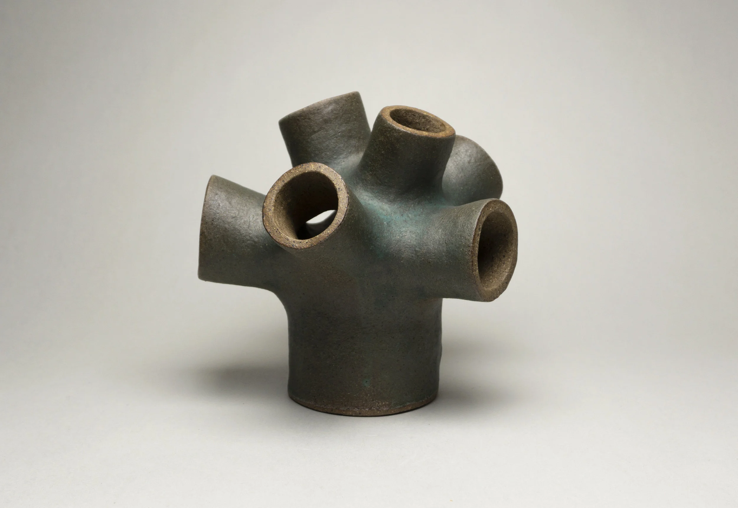  dark stoneware with matte dark blue glaze,  h.7.5” 