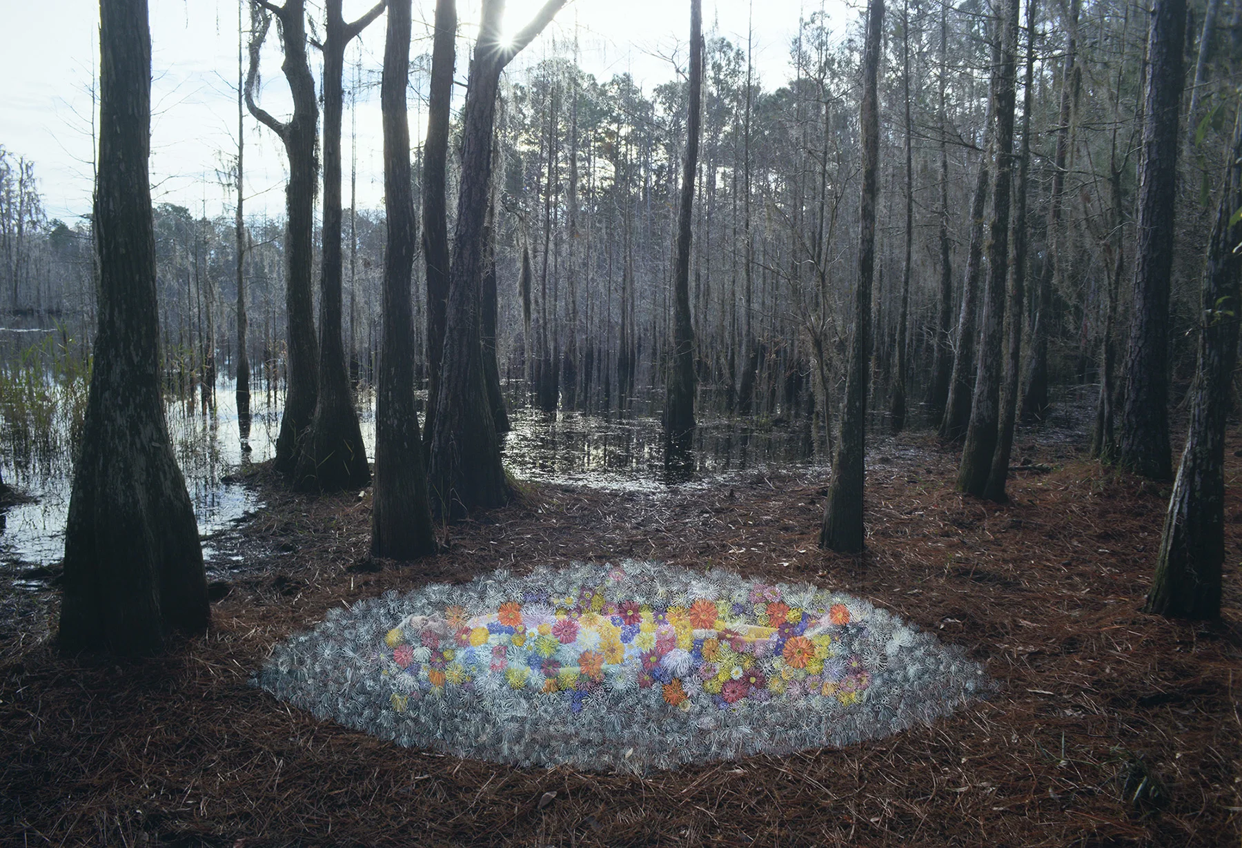 Burying my Mom Gouache on Digital Print, 80.5" x 116", 2014