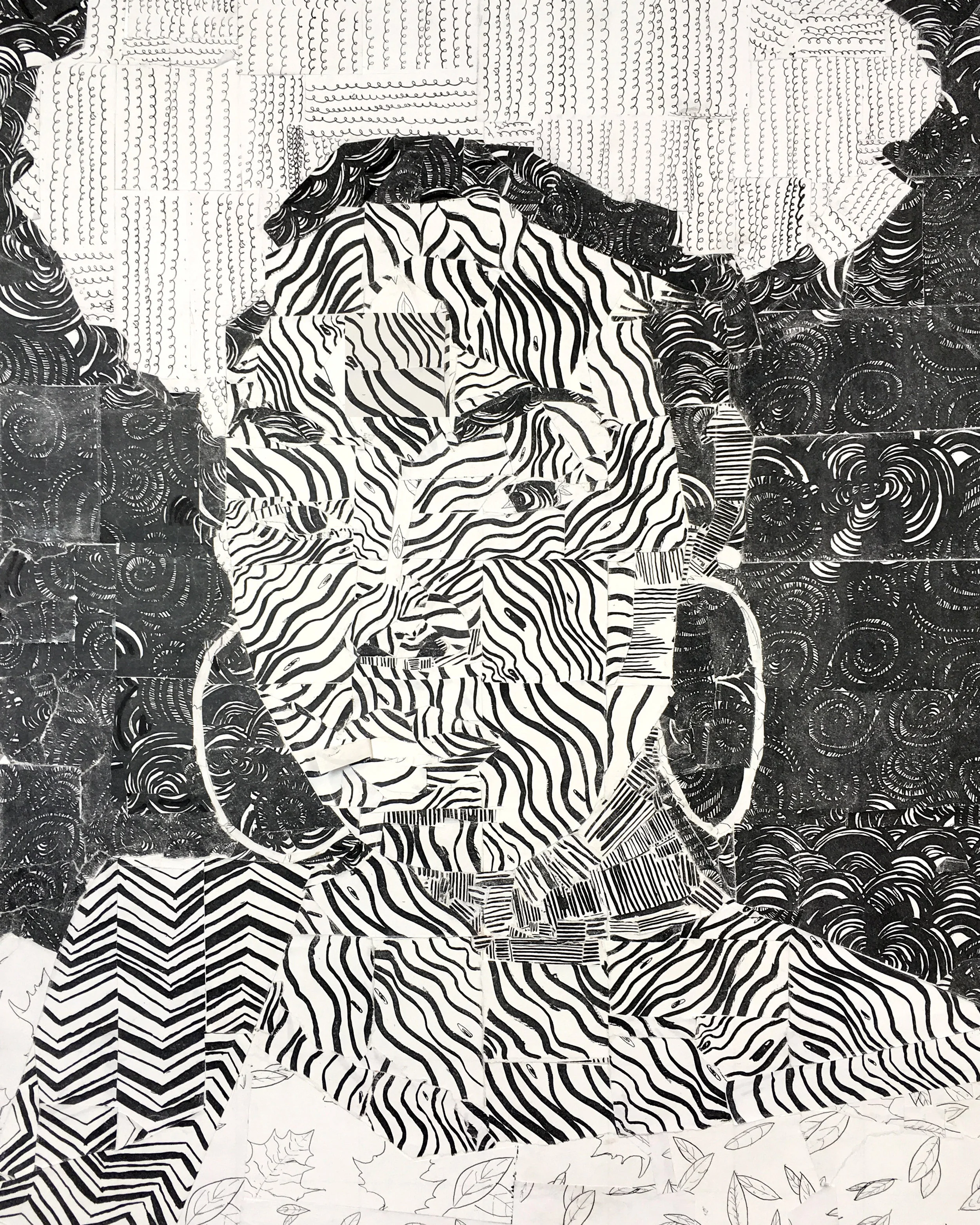 Drawing 1 ART1620 – Mark Making Self-Portrait Collage, xeroxed copies of drawings, 25” x 18” 2018