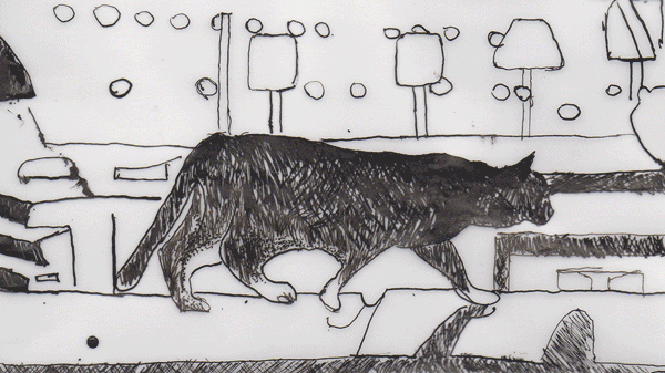 Drawing 1 ART1620 – Mark Making & Value Collaborative Animation, ink, 2018