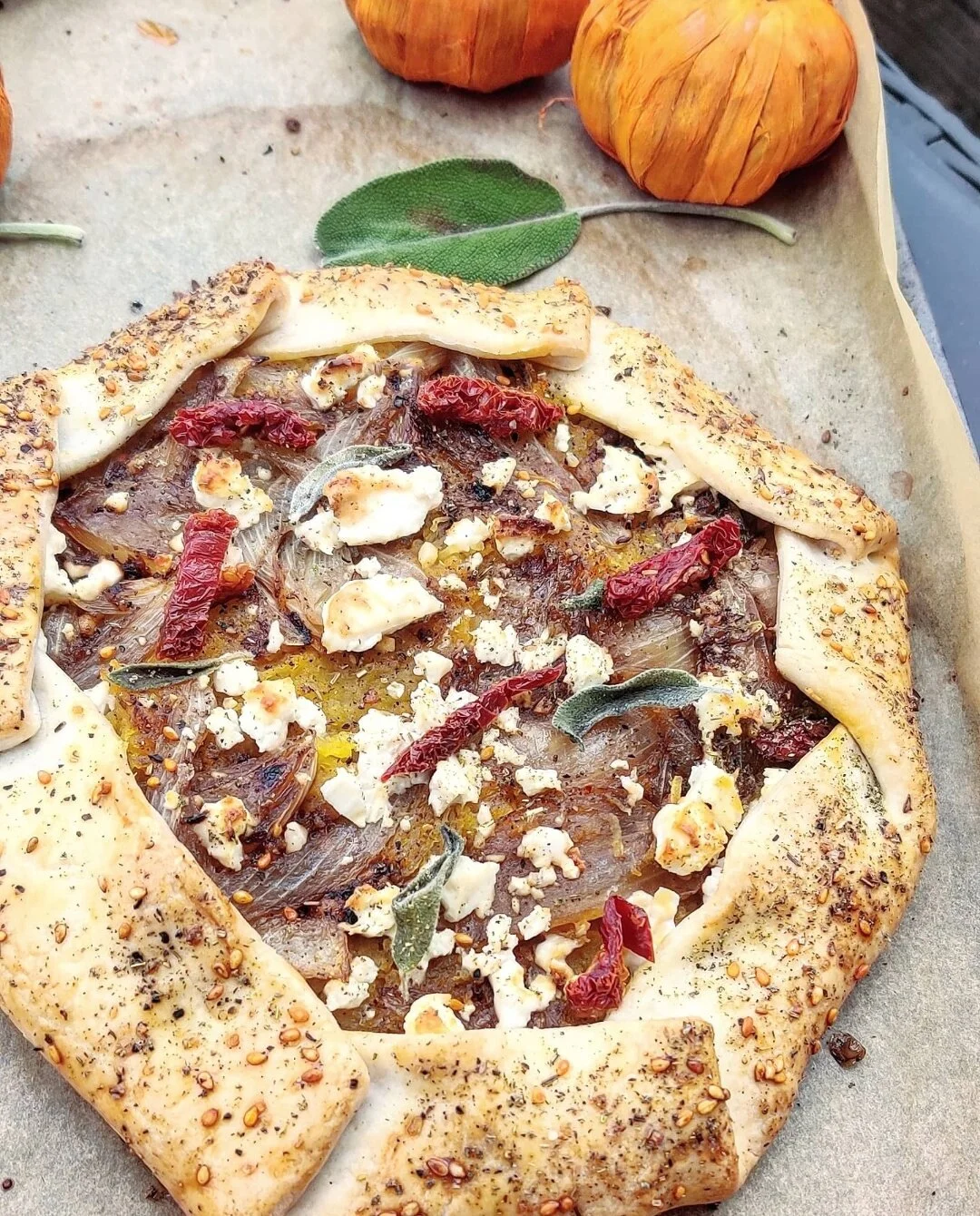 Pumpkin, Caramelized Onion, and Feta Galette