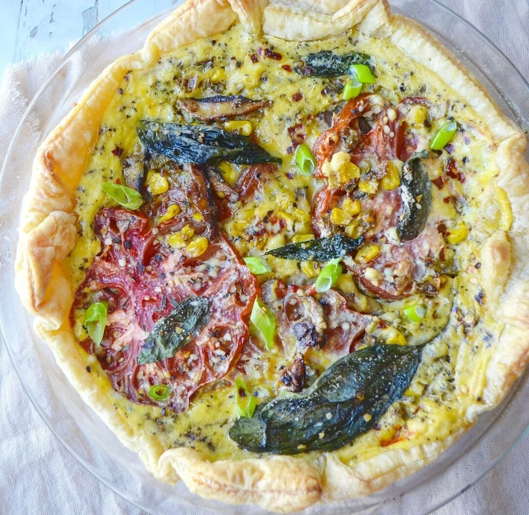 Mushroom and Heirloom Tomato Quiche