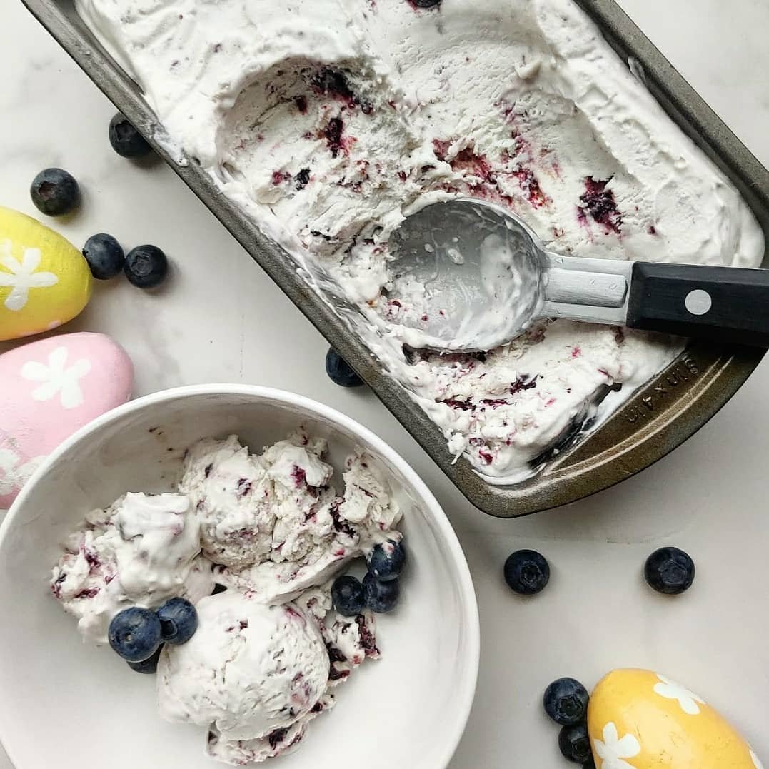 Coconut and Blueberry No-Churn Ice Cream