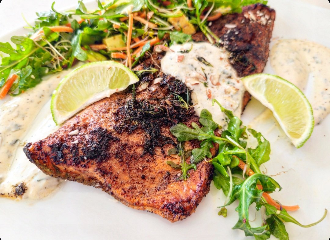 Blackened Pan-Seared Trout with Herbed Yogurt Sauce Blackened Pan-Seared Trout with Herbed Yogurt Sauce