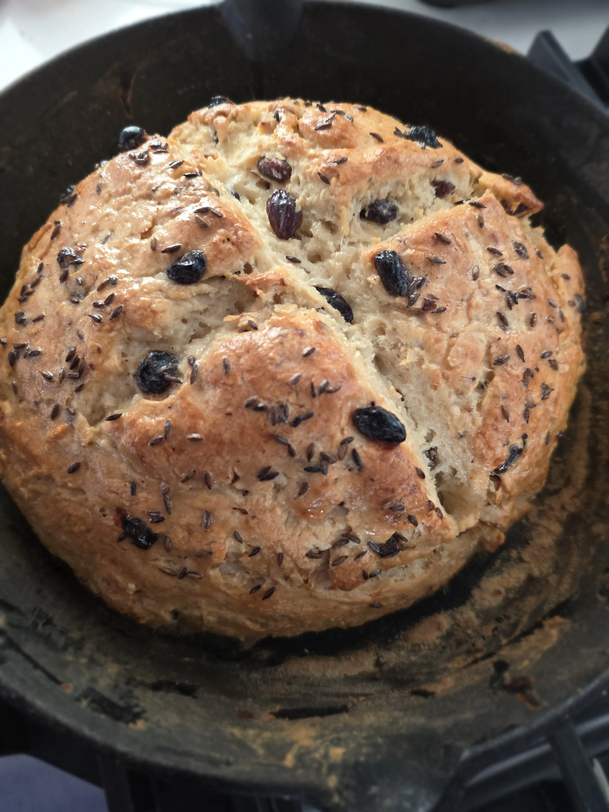 Easy Raisin Irish Soda Bread with Caraway Seeds