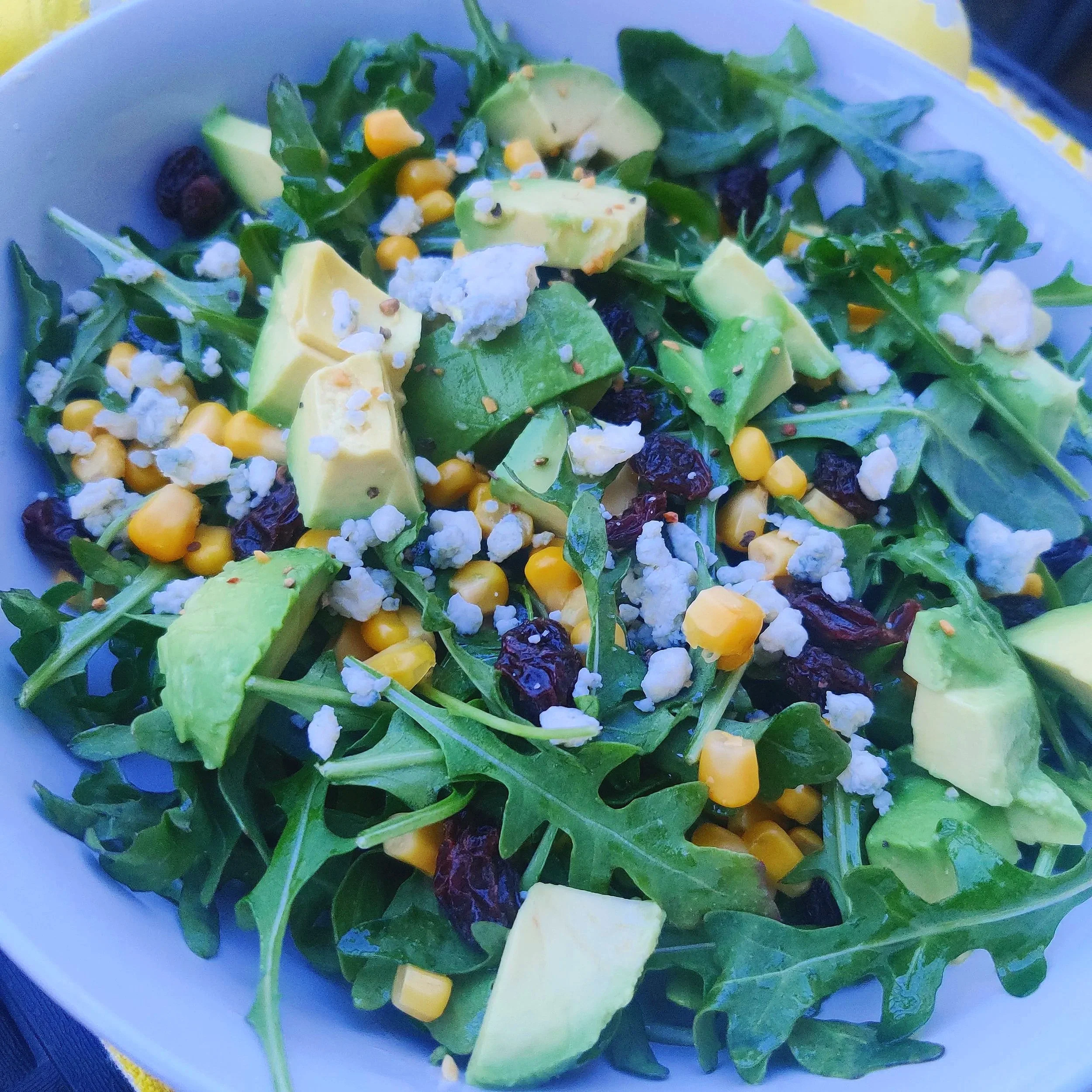 Corn, Arugula, and Avocado Salad with a Lemon Vinaigrette