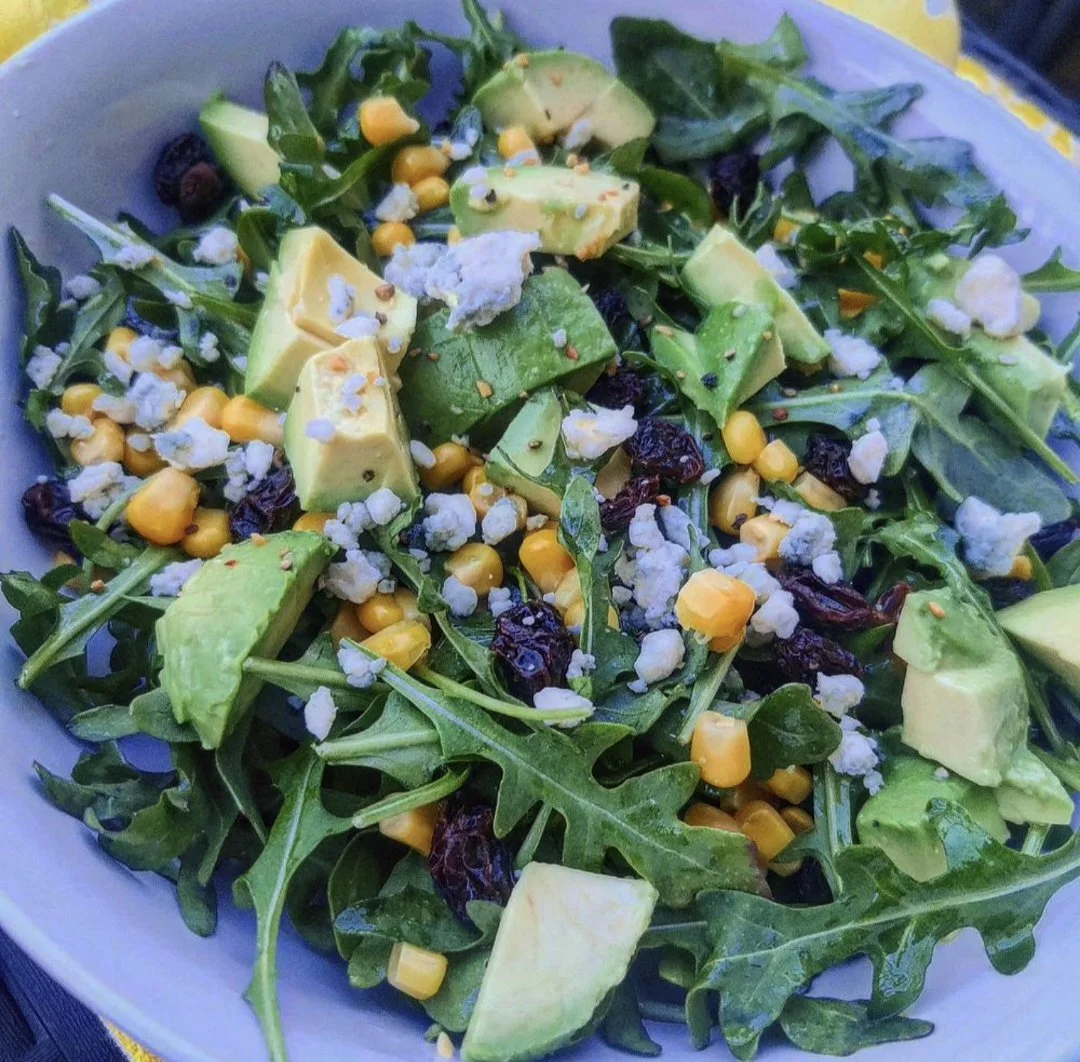 Corn, Arugula, and Avocado Salad with a Lemon Vinaigrette