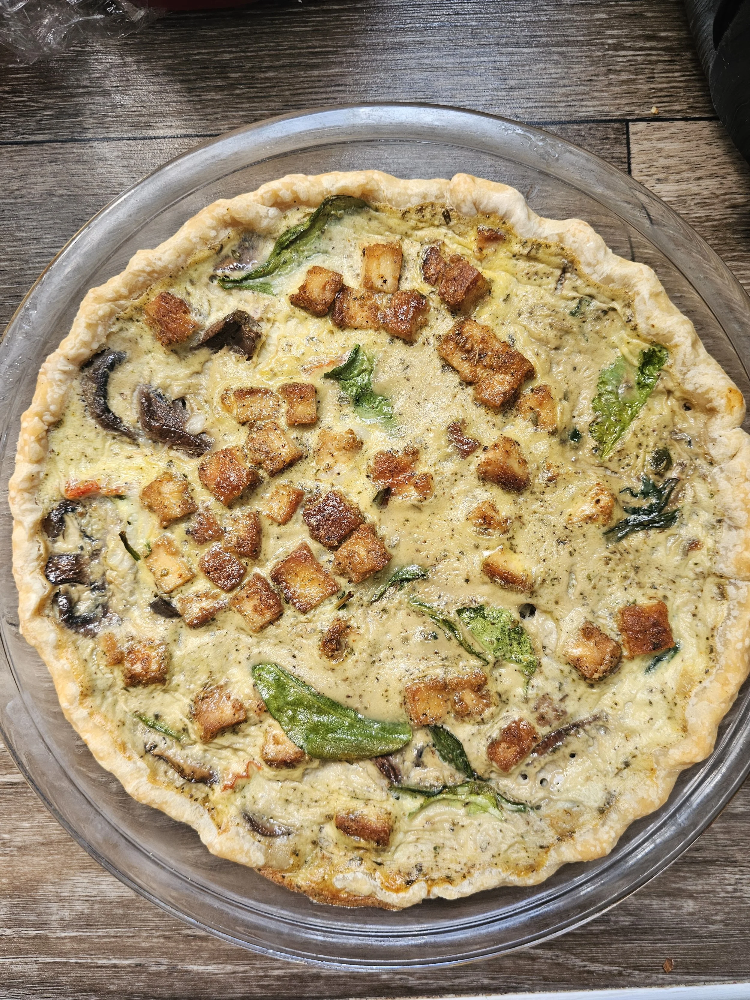 Mushroom, Spinach and Roasted Tofu Quiche