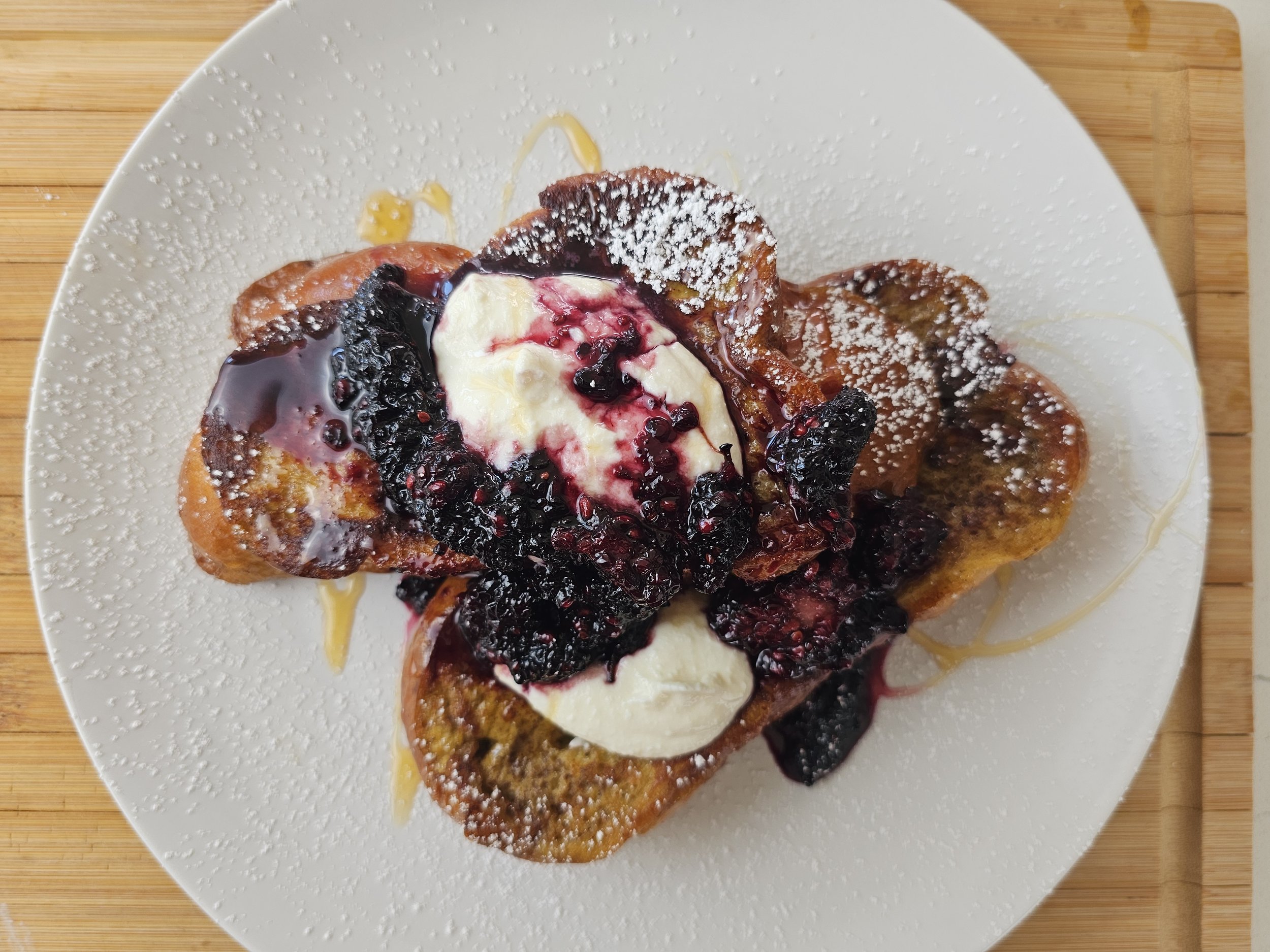 Amarula French Toast with Mulberry Compote