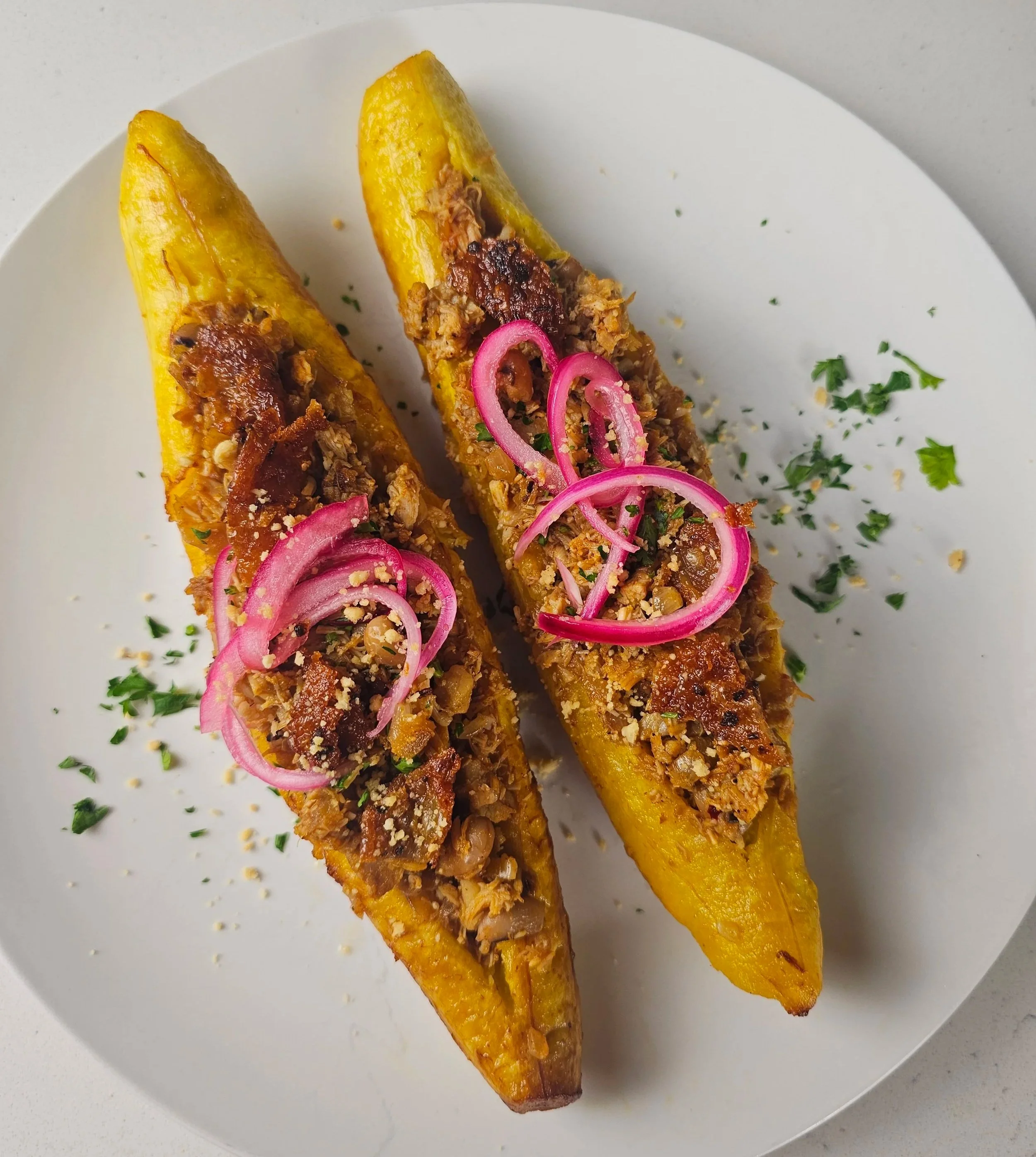Suya-Spiced Chicken Plantain Boats