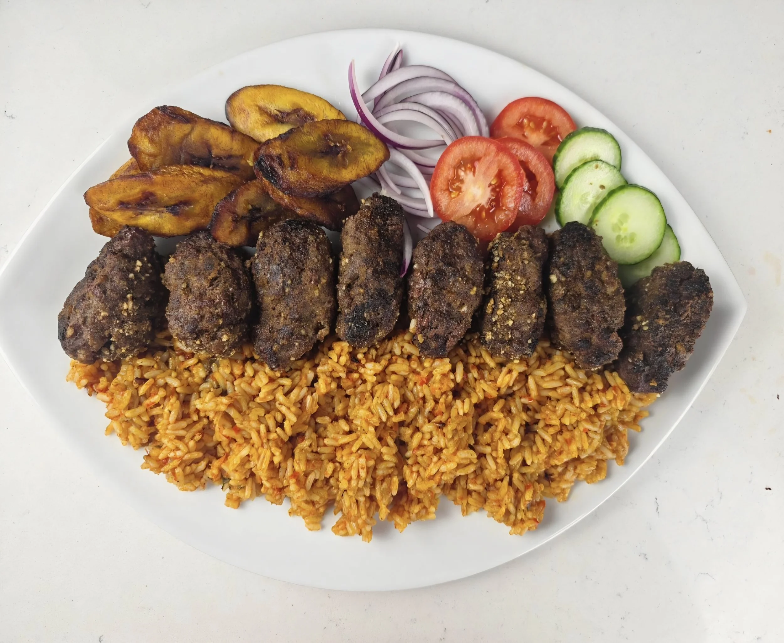 Beef Suya Kofta with Jollof Rice