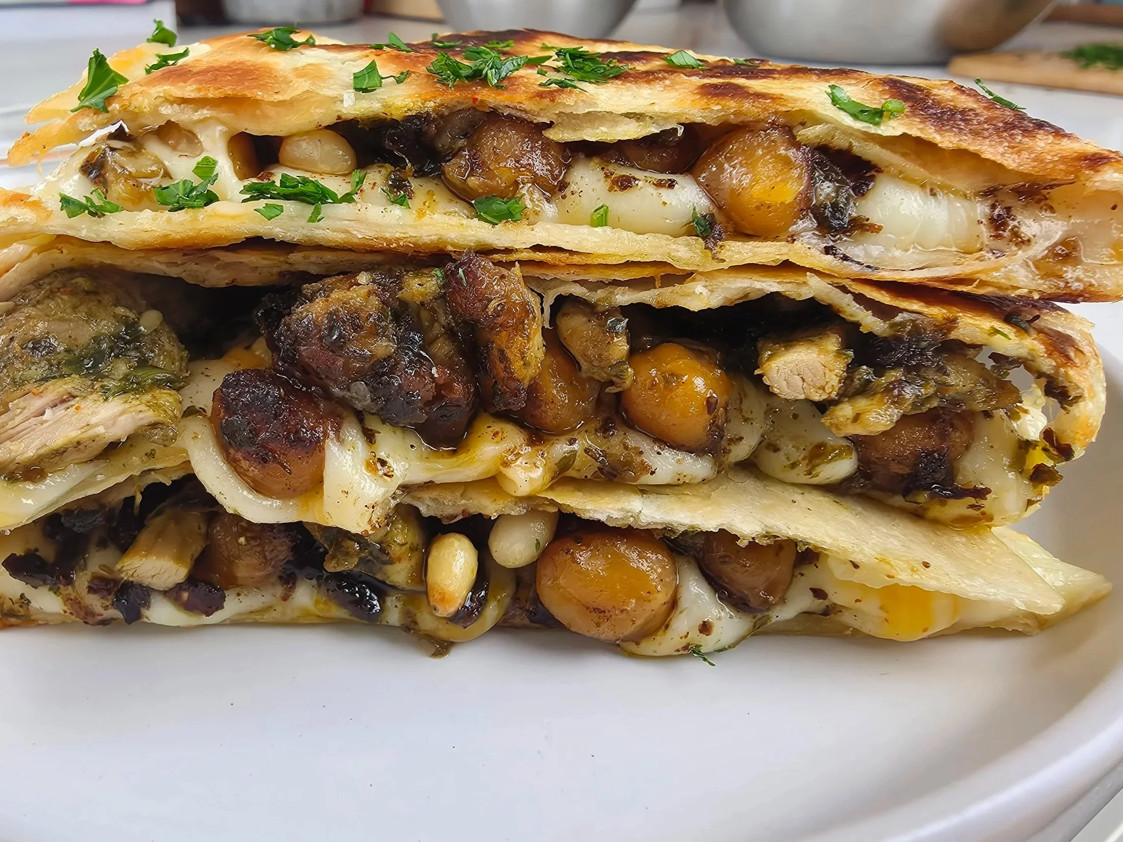 Chermoula Chicken and Chickpea Quesadillas 