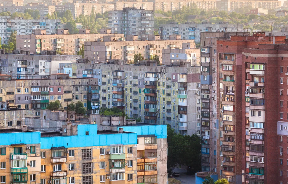 Old buildings in Ukraine. Crowded old housing