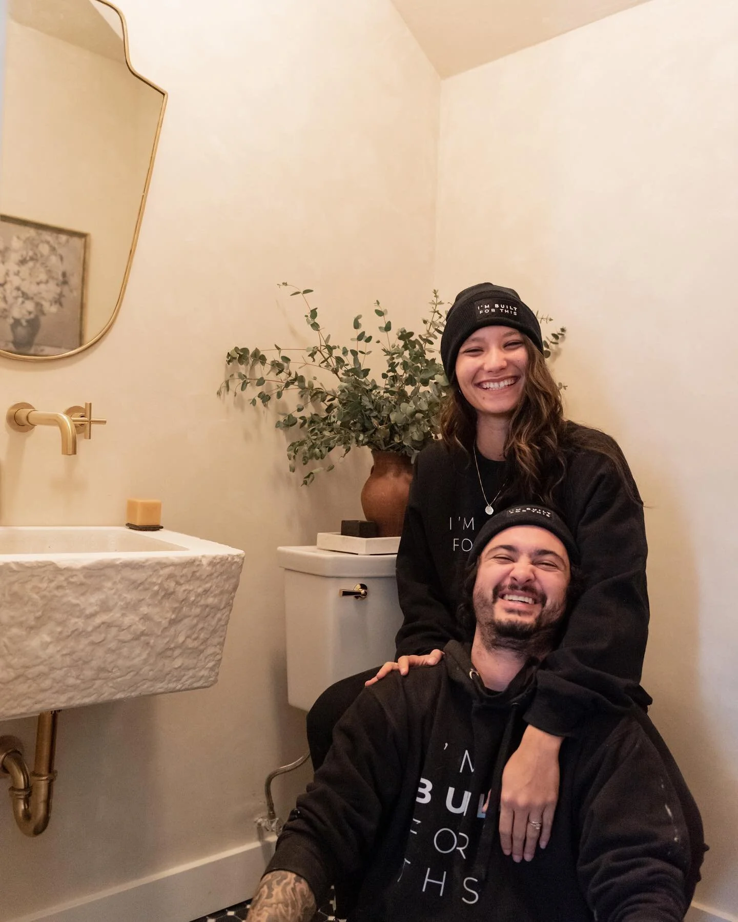 Still pinching ourselves for being able to partner with @house.of.esperanza to make this bathroom a reality!! #sponsored 

We really wanted a timeless feel so we went with marble tiles, Roman Clay walls, and channeled our inner Michelangelo when we c