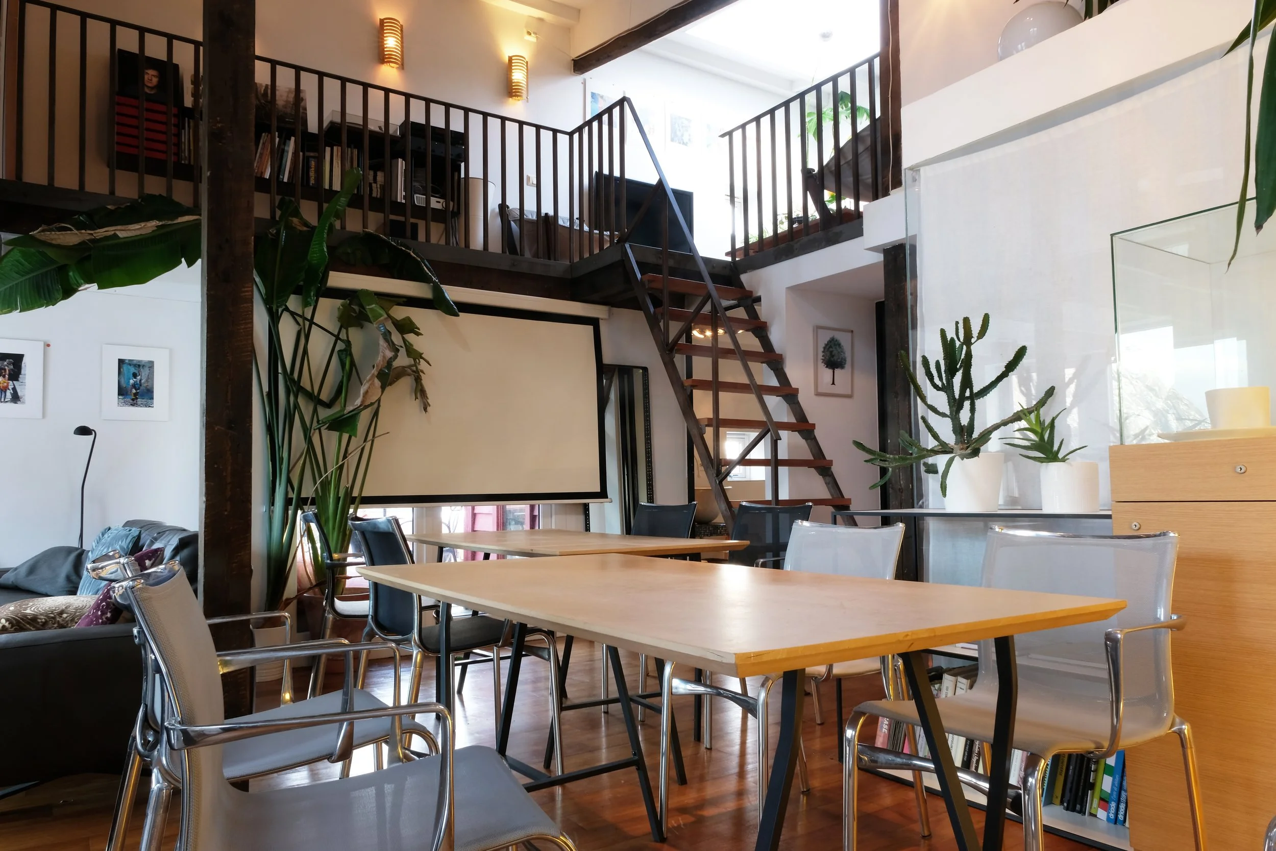 After a long meeting, nature walks, beer tasting and food courses. Stackable chairs from  Alias Italy