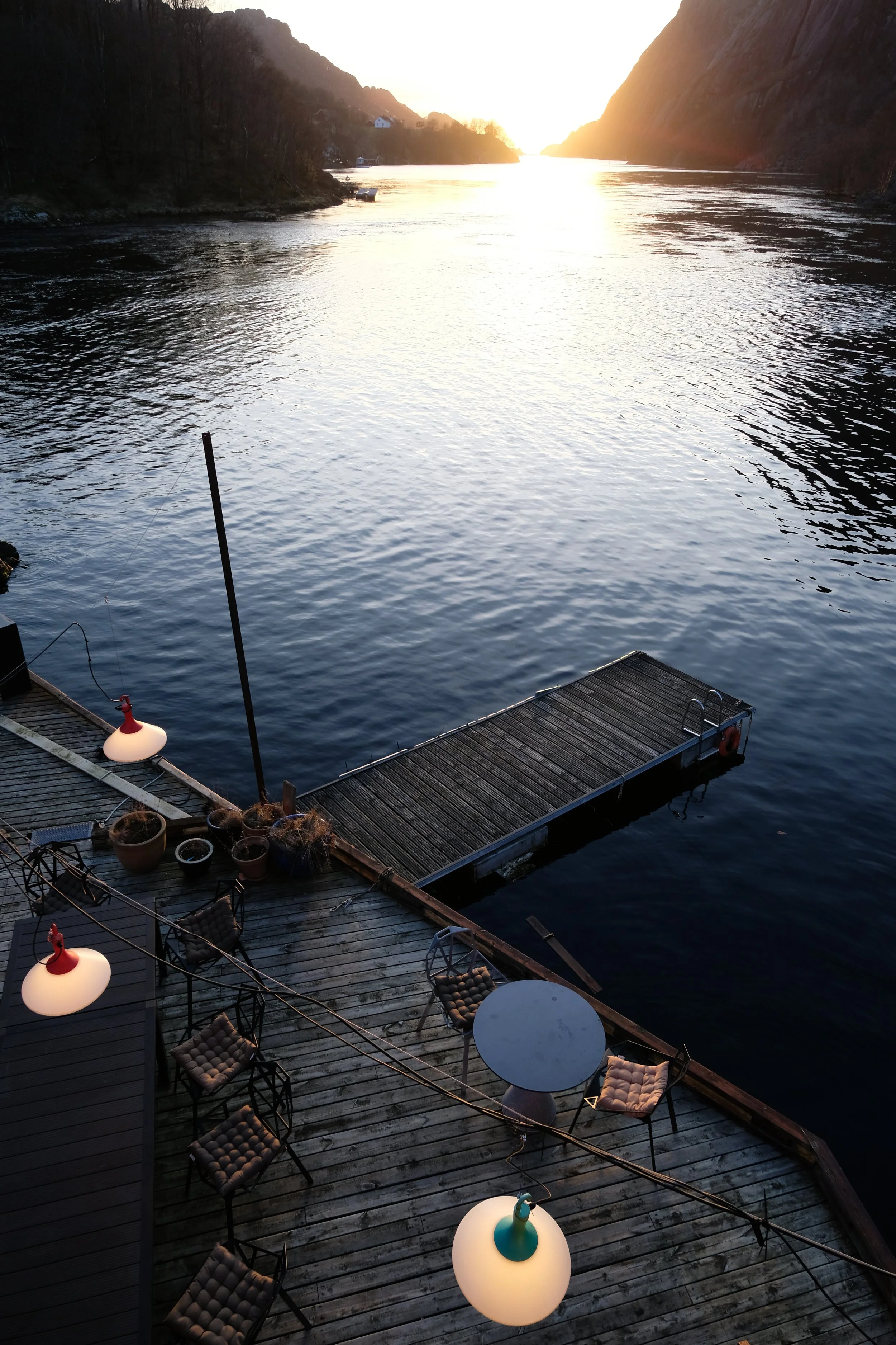 After a hiking trip, good to be home relaxing, see the sun going down in the sea also if it is winter and february.