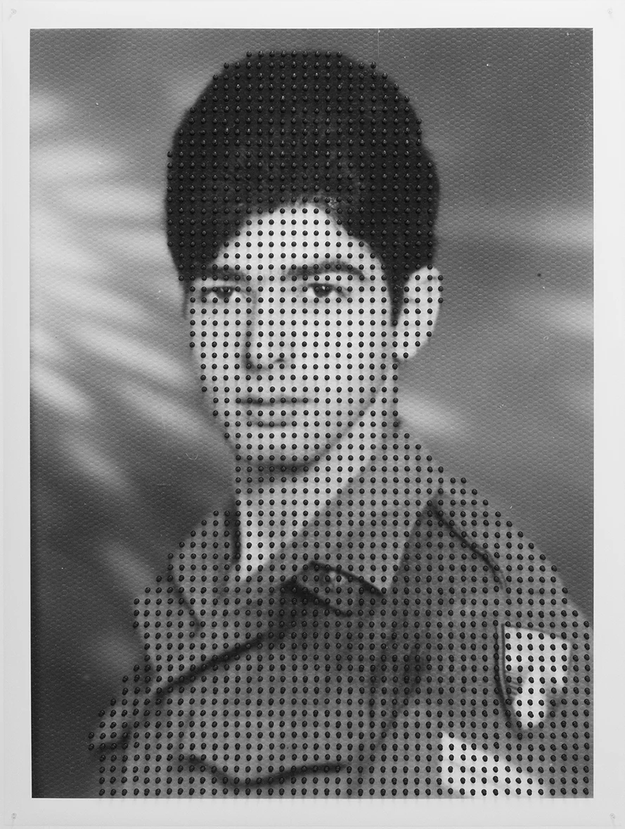 Untitled (Portrait of an anonymous soldier) | 2017 110×150 cm, inject print with push-pins from “Beit Yad LeBanim”, Curator: Liav Mizrachi Indie Gallery , Tel-Aviv, Israel (2017)