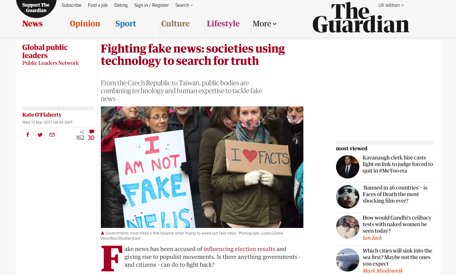The Guardian - Fighting fake news: societies using technology to search for truth
