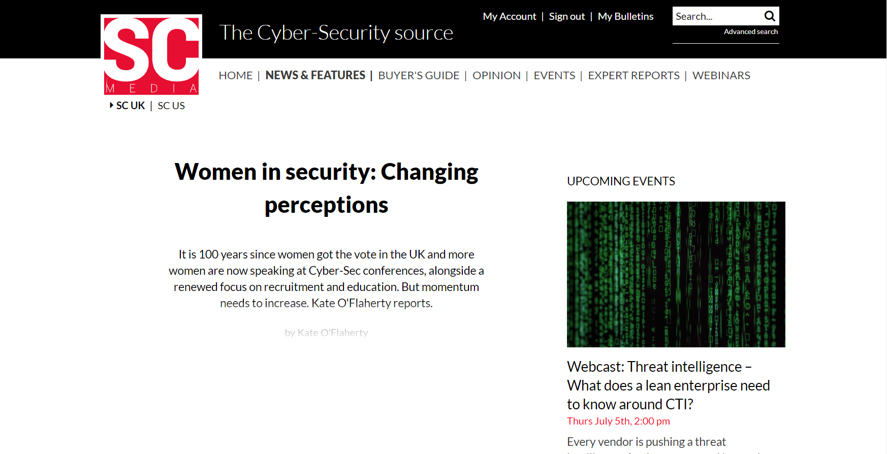 SC Media - Women in security: Changing perceptions