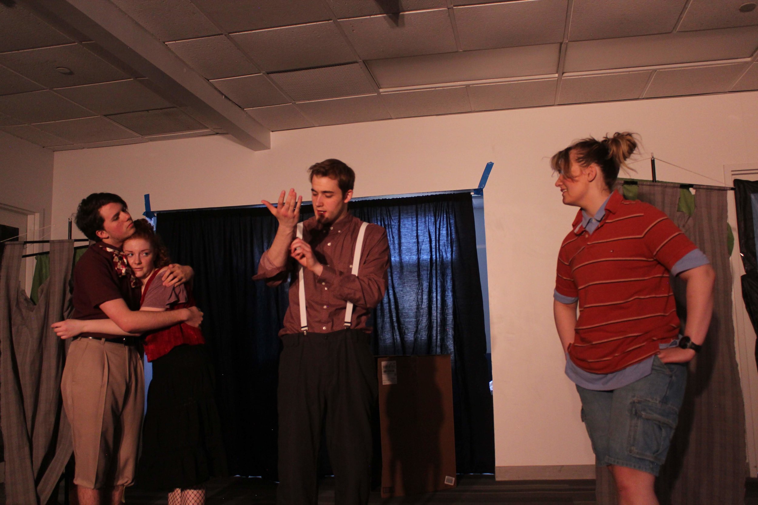 (L to R) Colby Ourand, Leah Sandow, Jason Schlaman, and Sophia Carlin in “Knight of the Burning Pestle”