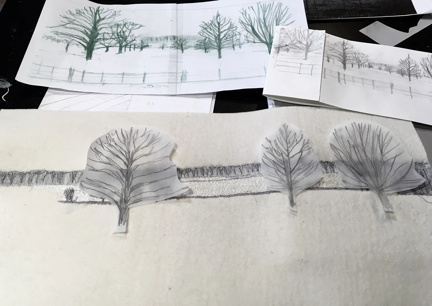 Planning the position of the trees in the picture