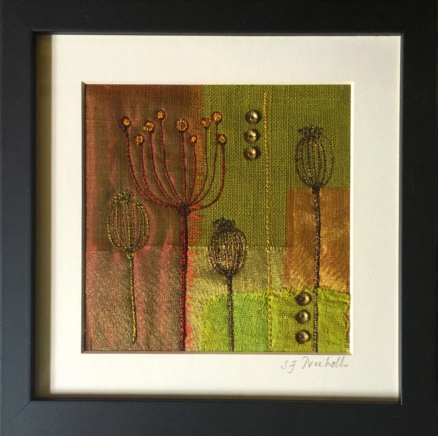 Botanicals - Seed Heads on Green and Red framed.jpg