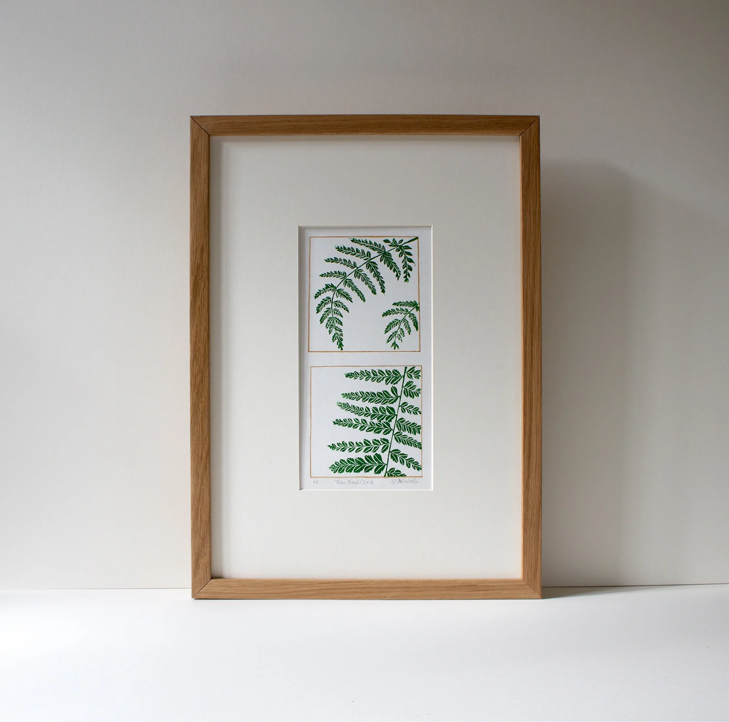 Fern Fronds I & II linoprint