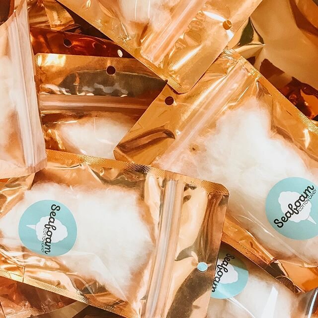 Made up some samples of our champagne cotton candy for the @lesnerinn open house today! #alittlesugarneverhurtanyone .
.
.
.
.
#cottoncandy #wedding #weddinginspiration #weddingfavors #engagement #drinktoppers @distinction_magazine @visitvabeach #sea