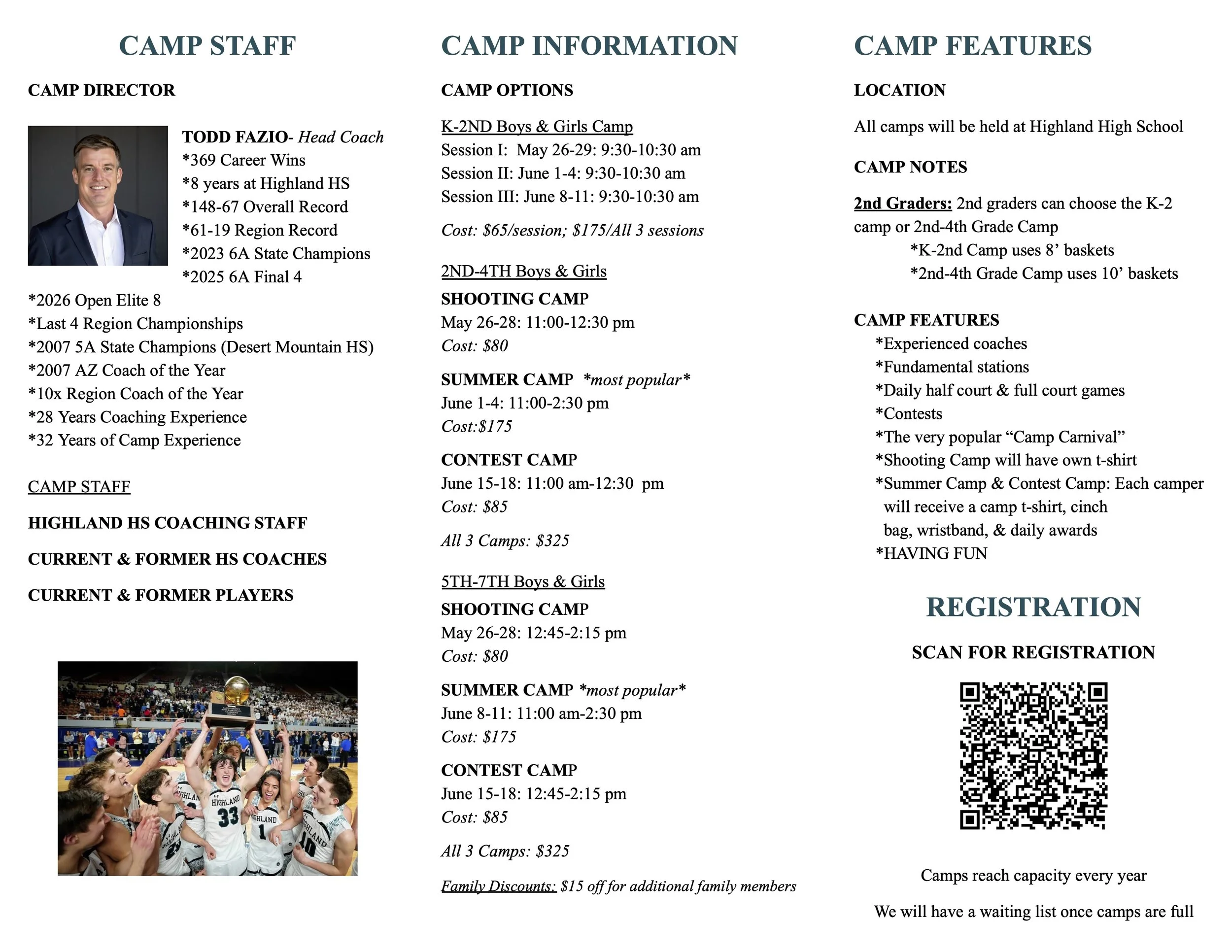 2026 YOUTH SUMMER BASKETBALL CAMPS — HIGHLAND BASKETBALL