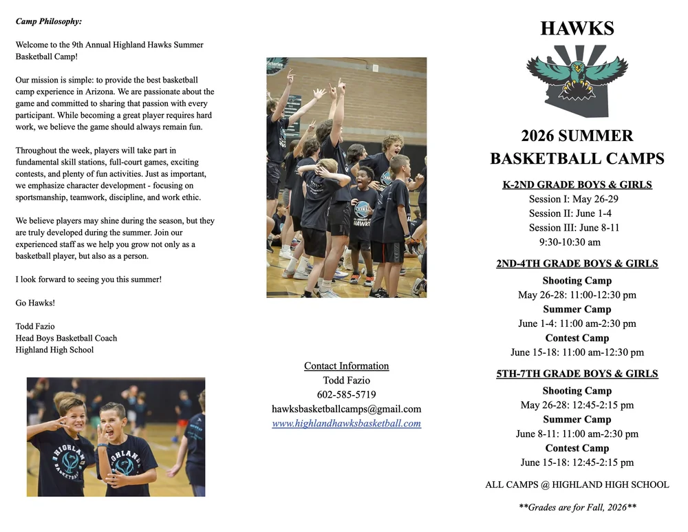 2026 YOUTH SUMMER BASKETBALL CAMPS — HIGHLAND BASKETBALL