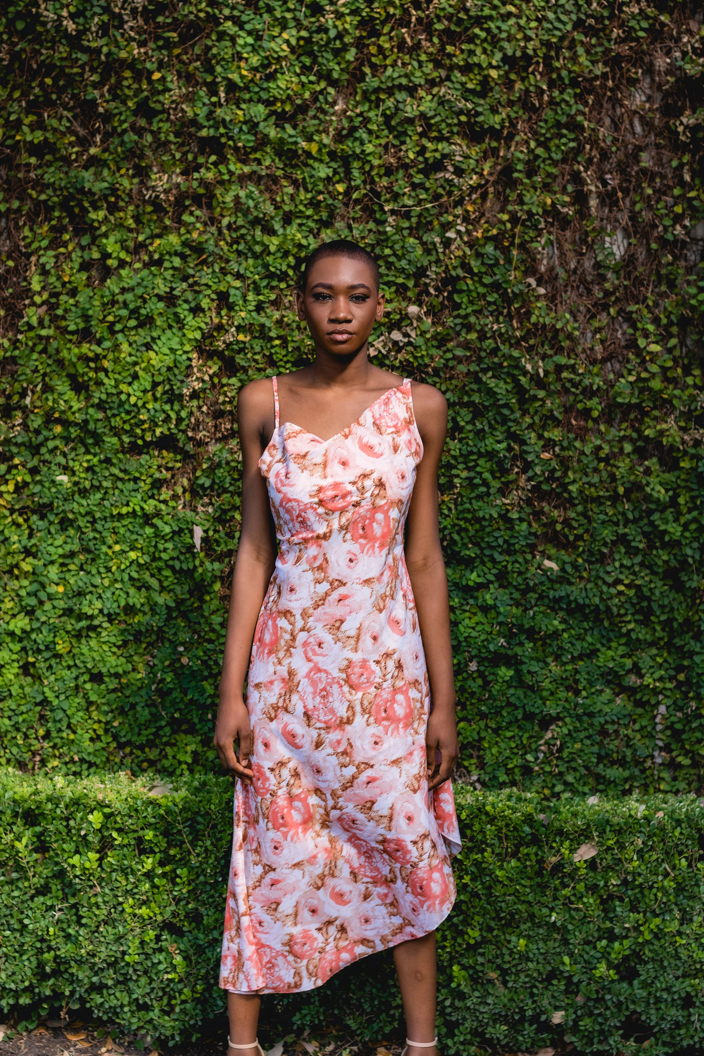 Elisa Slip Dress - Rose Print