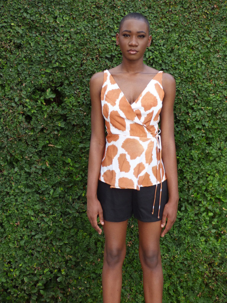 Izzy Wrap Top in Giraffe