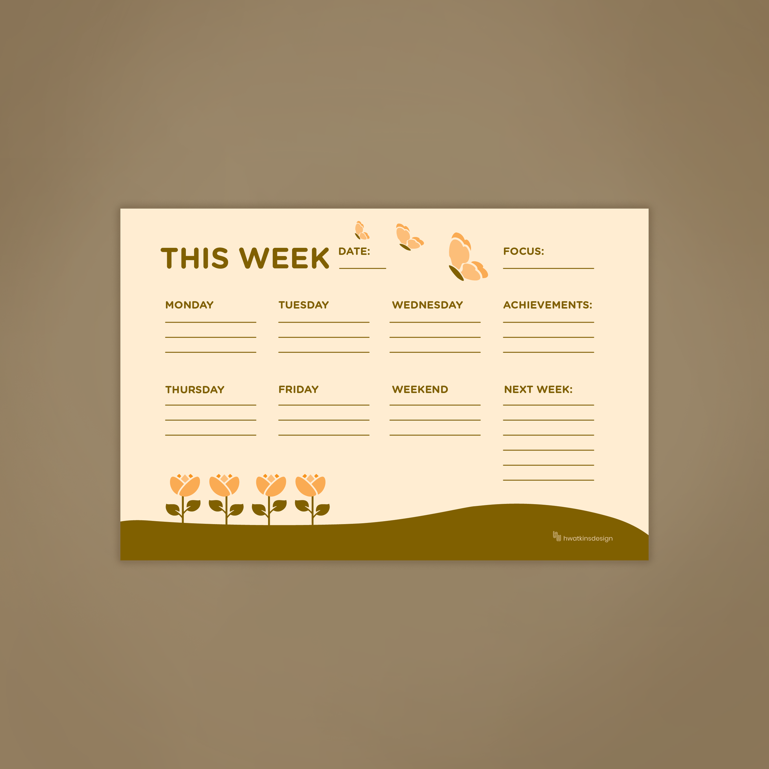 Flowers & Butterflies Weekly Planner Notepad