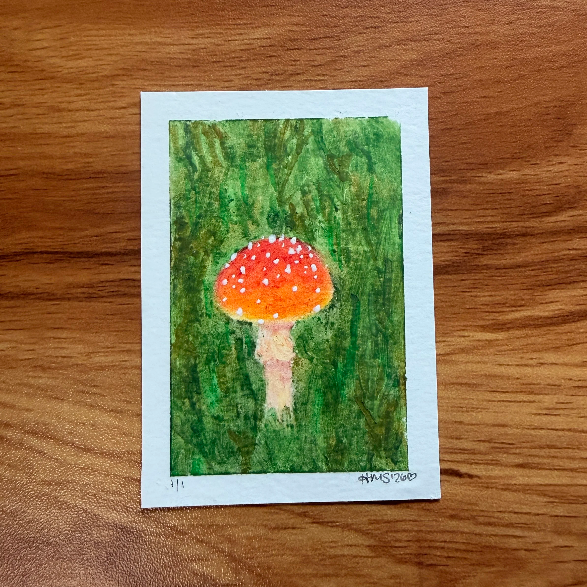 ACEO: Mushroom in the Moss